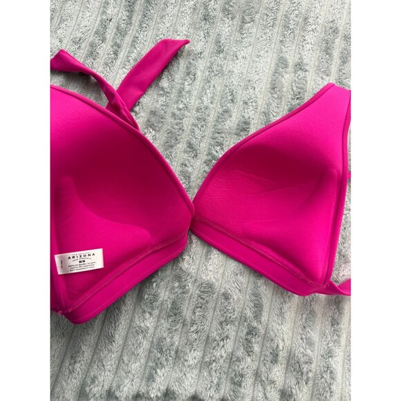 Arizona Bikini‎ Top Womens M Pink Push Up Padded Triangle Halter Wrap Ties Swim - Picture 4 of 6